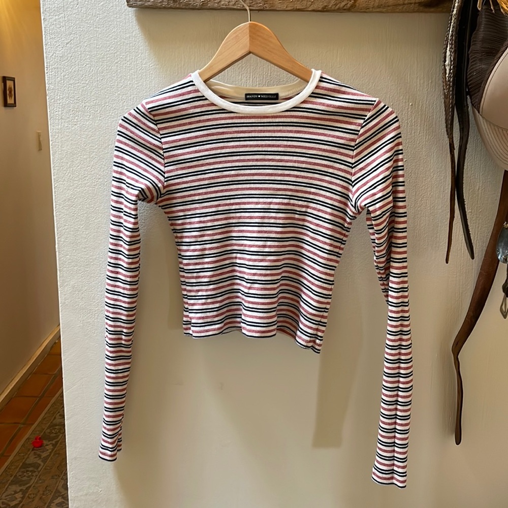 Brandy Melville Striped Ribbed Tee